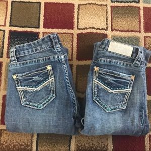 2 pairs of Rock & Roll cowgirl boot cut jeans